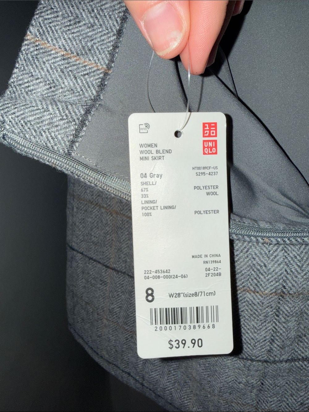 Uniqlo Women's Grey Herringbone Pea Coat - Picture 6 of 6
